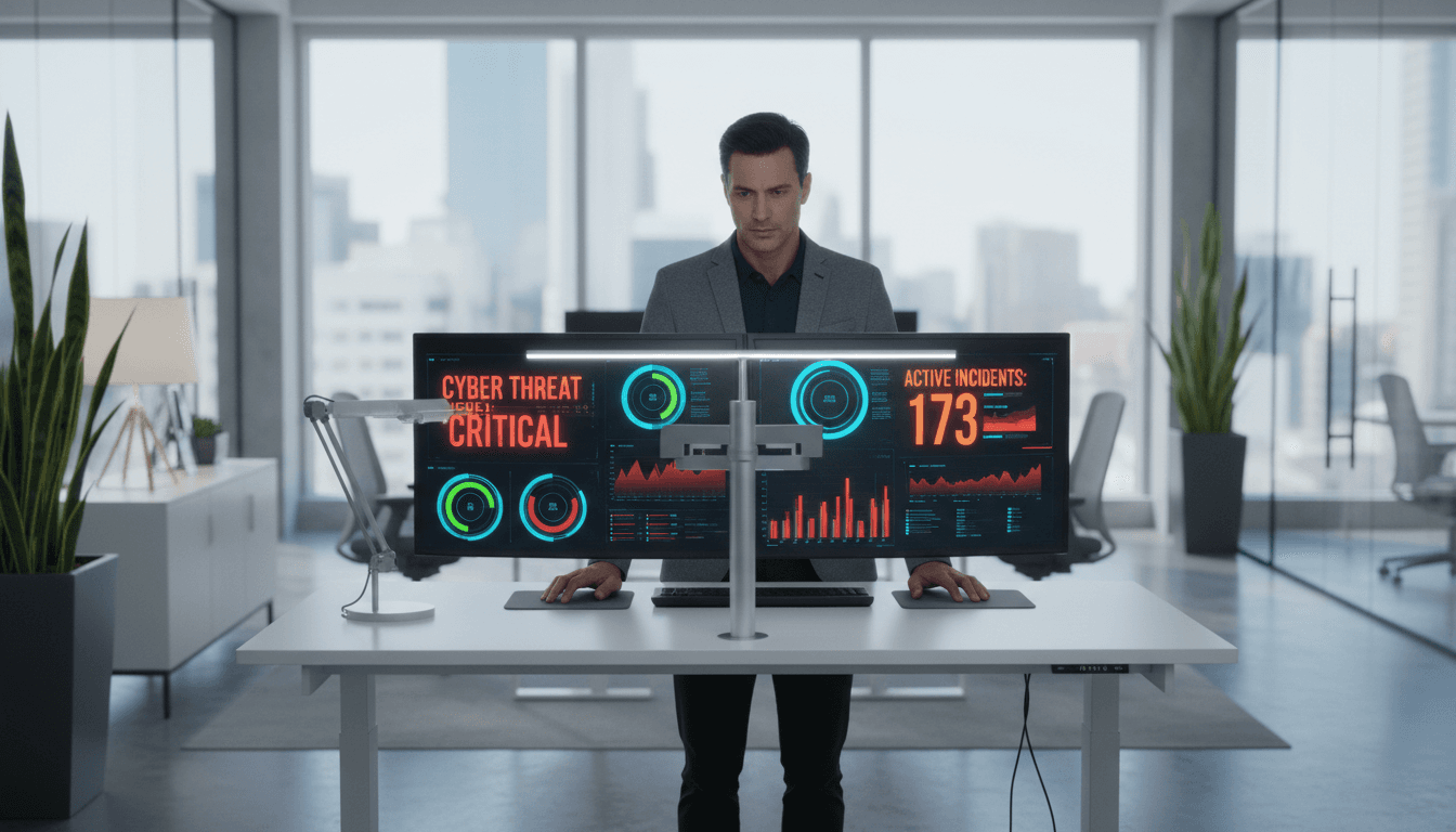 Security analyst reviewing threat data